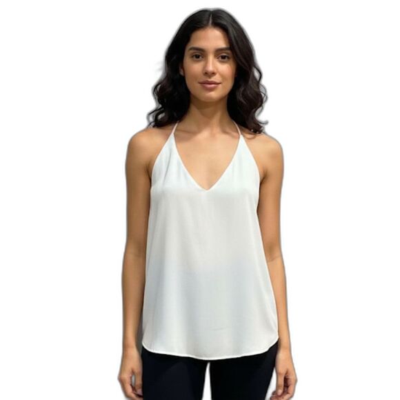Ann Taylor Loft Light Blue Chiffon V-Neck Racerback Layering Tank Top Size Small - Picture 1 of 9